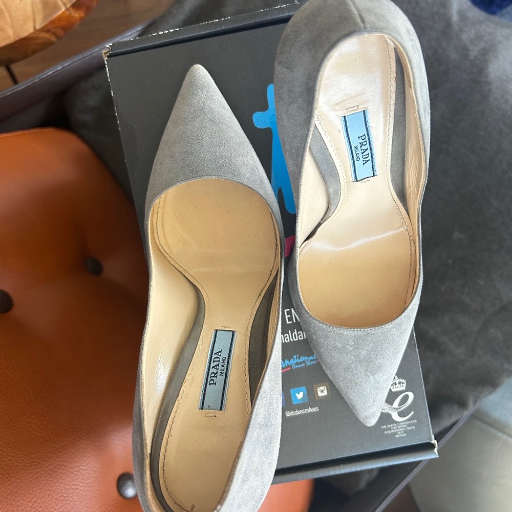 Prada Calzature Donna Shoes Nerria Camoscio 38 Italia Woman Dark Gray Pump